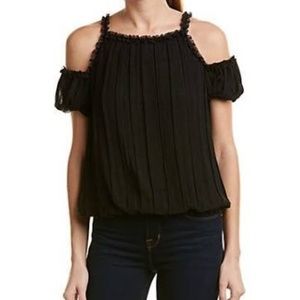 Max Studio London Ruffled Cold-Shoulder Top